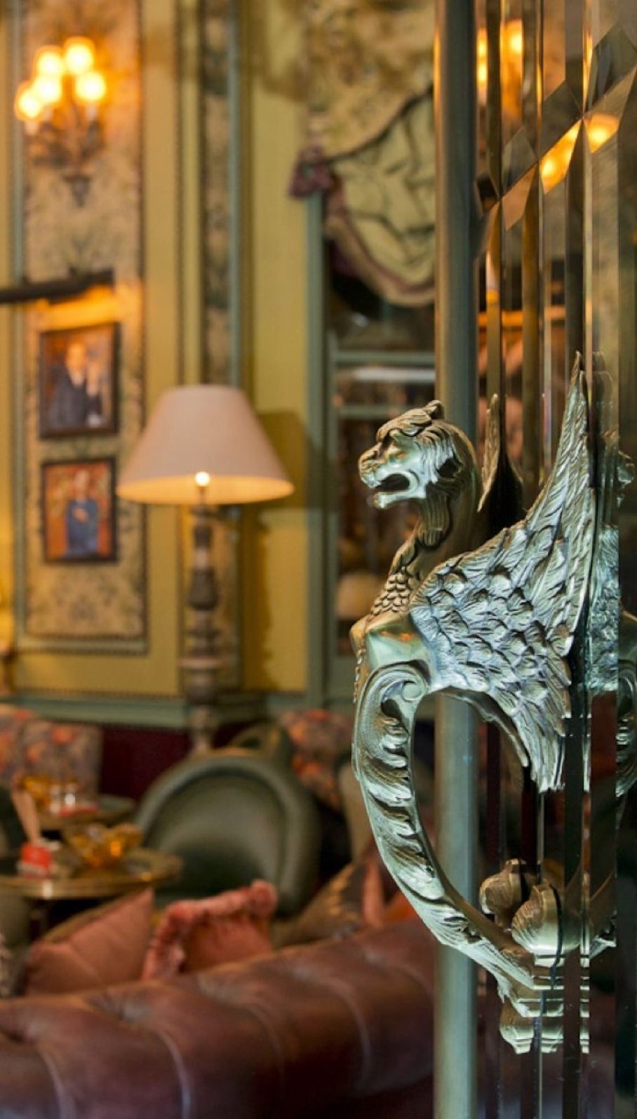 Ornate interior detail with a sculpted gold figure