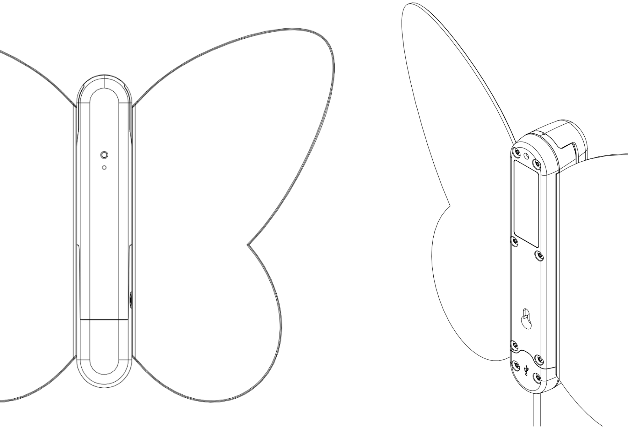 Nick Munro Design line drawings of the butterfly device