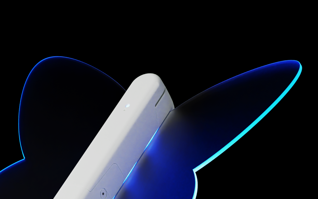 Morpho device with glowing blue wings