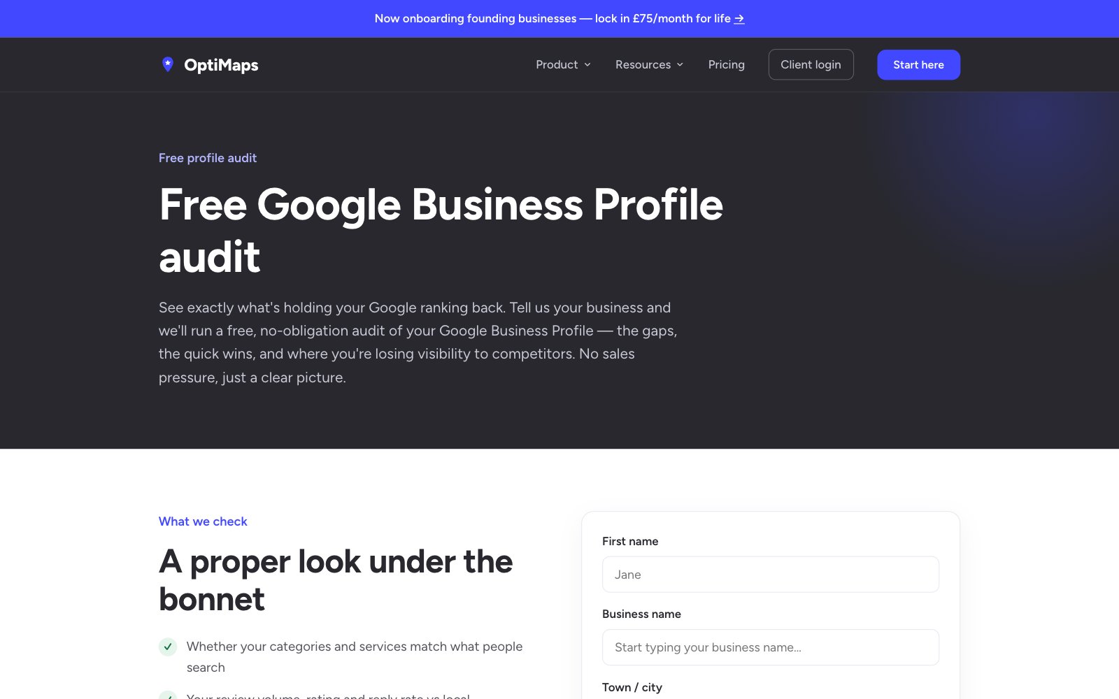 Free Google Business Profile audit form